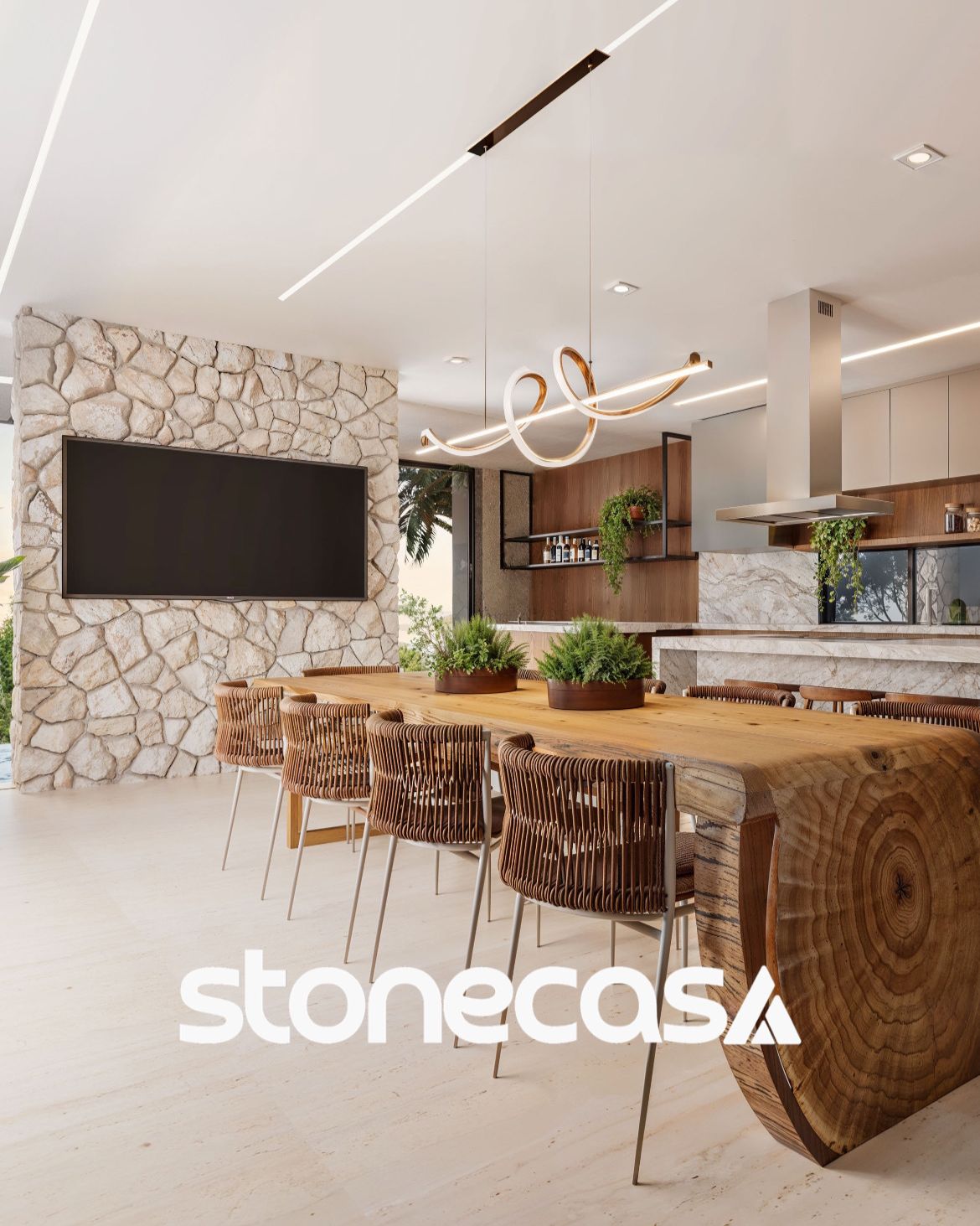 Pedra Moledo com Face Serrada Natural – Stone Casa pedra moledo natural com face serrada aplicada em fachada e muro externo